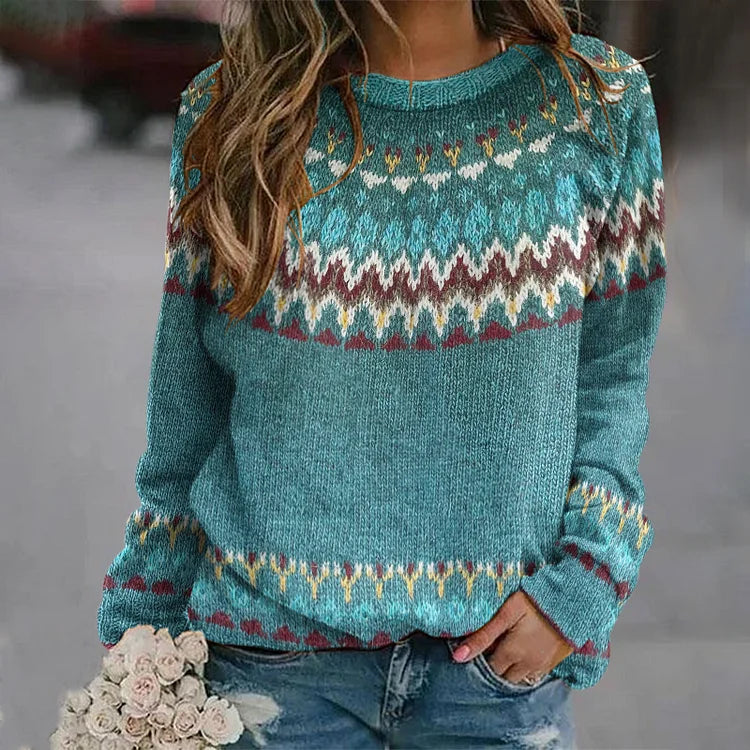 Cleo™ Retro Wave Pattern Sweater