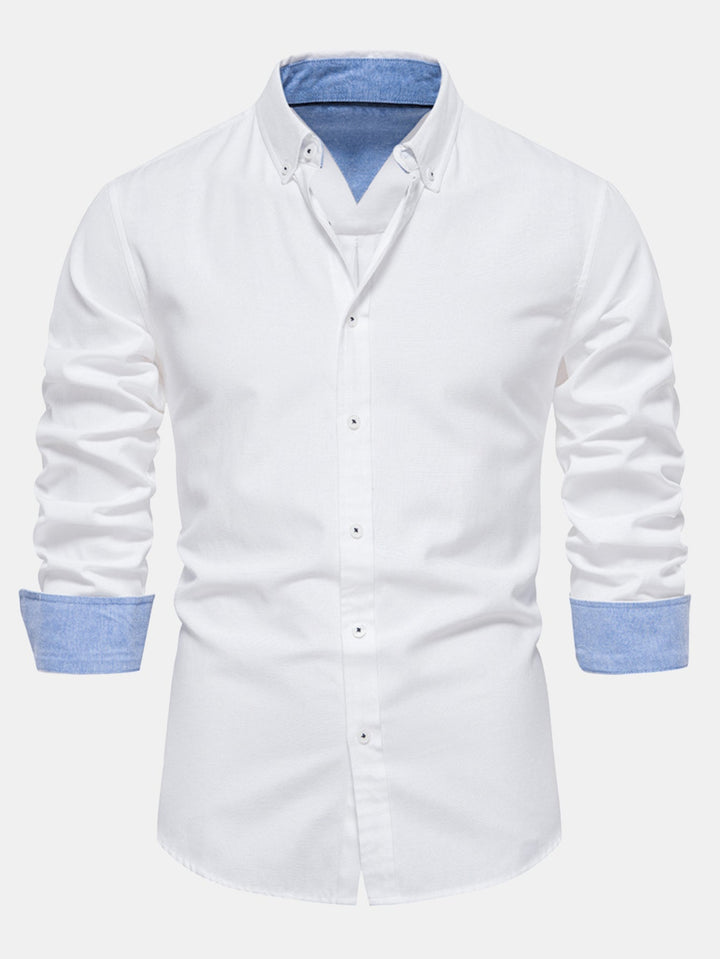 Button-Up Oxford Shirt with Long Sleeves