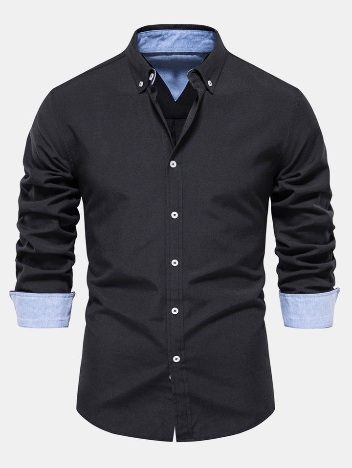 Button-Up Oxford Shirt with Long Sleeves