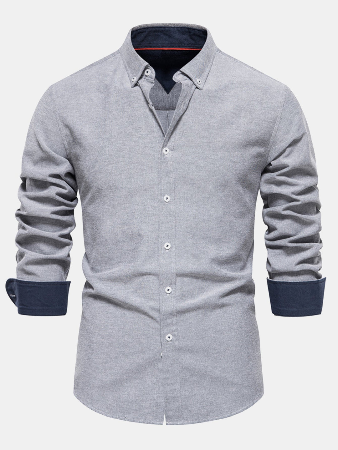 Button-Up Oxford Shirt with Long Sleeves