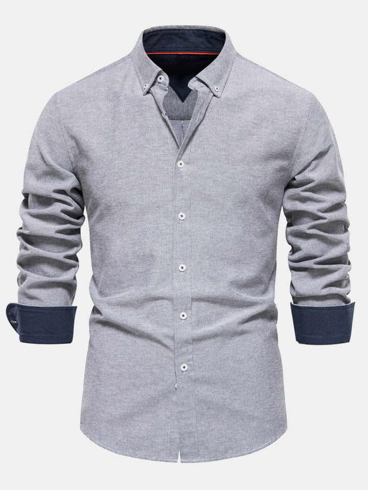 Button-Up Oxford Shirt with Long Sleeves