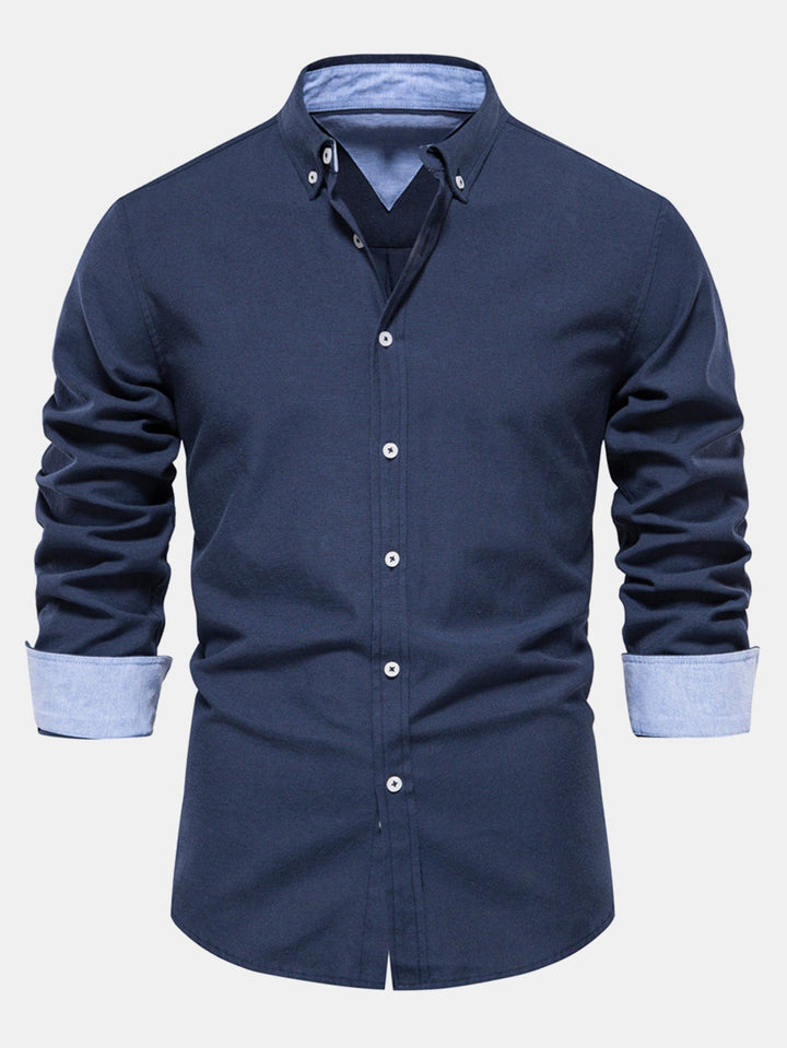 Button-Up Oxford Shirt with Long Sleeves