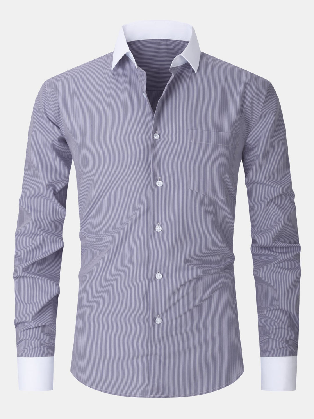 Striped Contrast Collar Dressed Shirt
