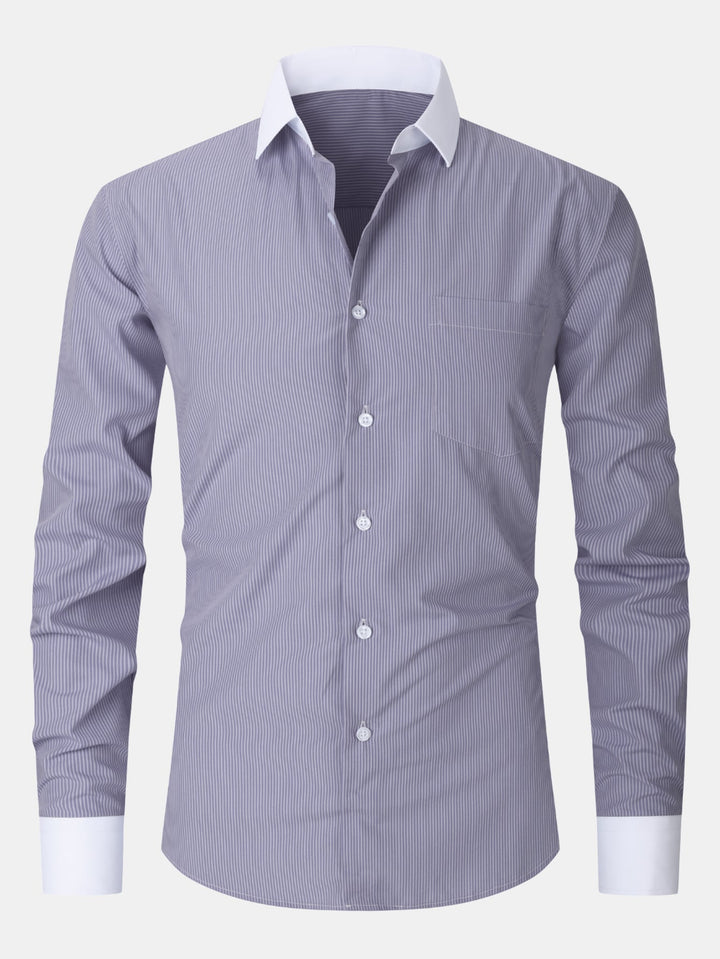 Striped Contrast Collar Dressed Shirt