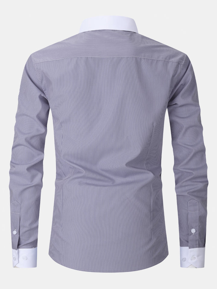 Striped Contrast Collar Dressed Shirt