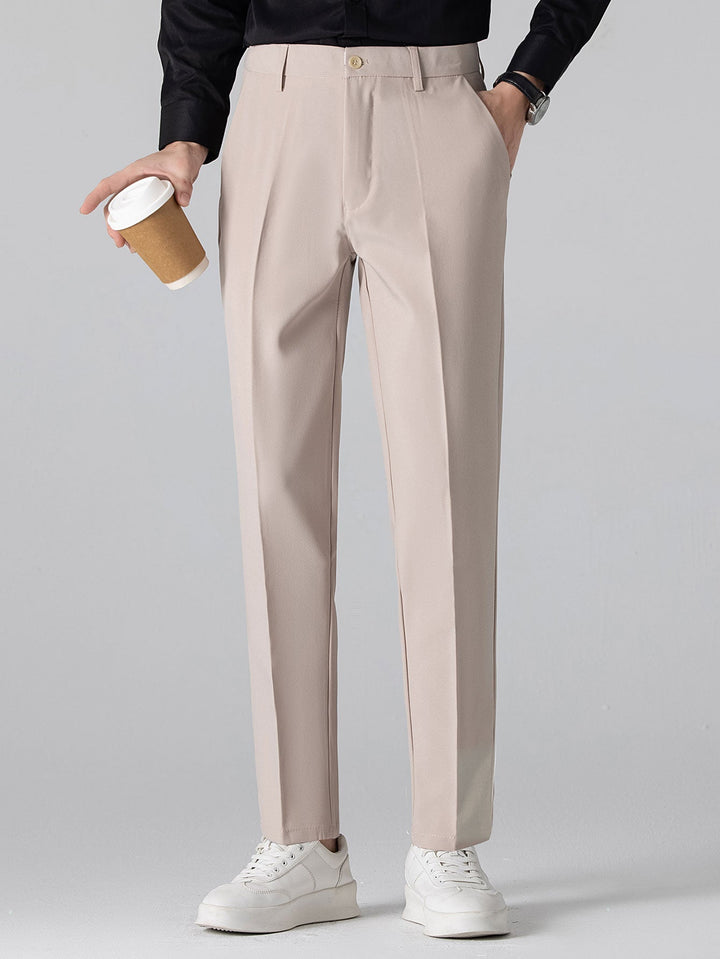 Slim Fit Tapered Pants & Striped Long Sleeve Button-Up Shirt