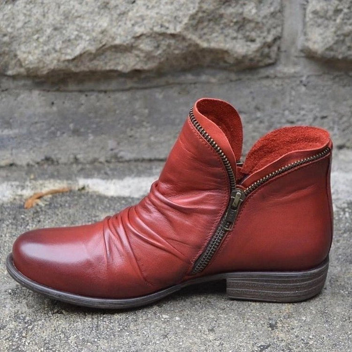 Ankle Boots in Leather with Zipper - Martine™