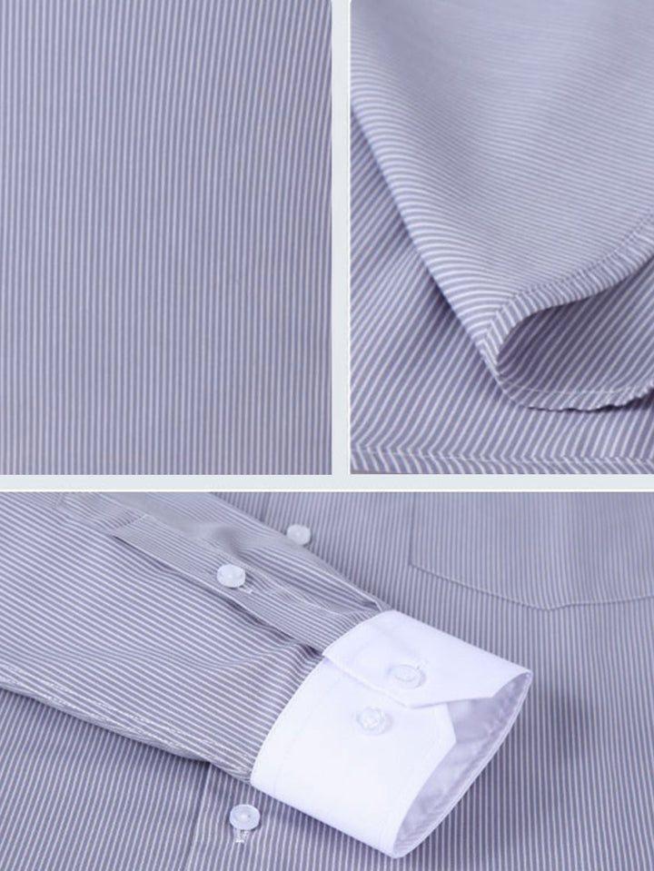Striped Contrast Collar Dressed Shirt
