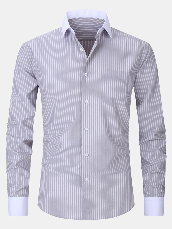 Striped Shirt with Contrast Collar