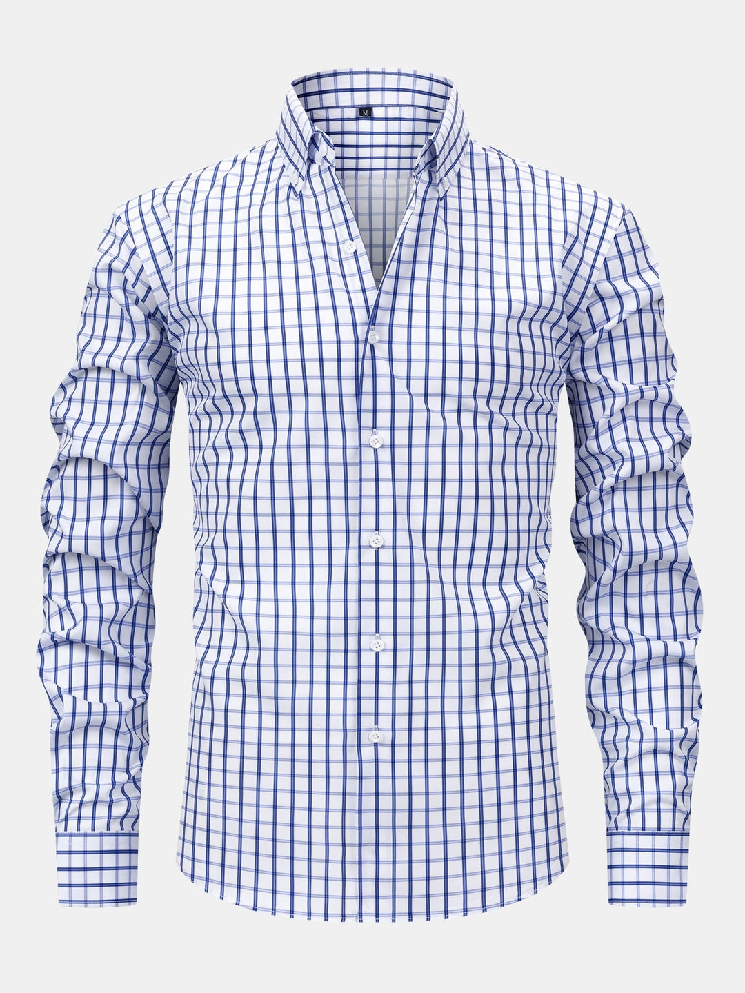 Plaid Button-Up Shirt with Long Sleeves