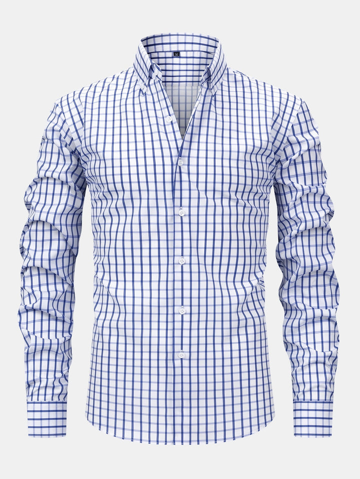 Plaid Button-Up Shirt with Long Sleeves