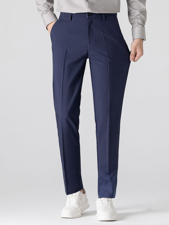 Slim Fit Tapered Pants & Striped Long Sleeve Button-Up Shirt