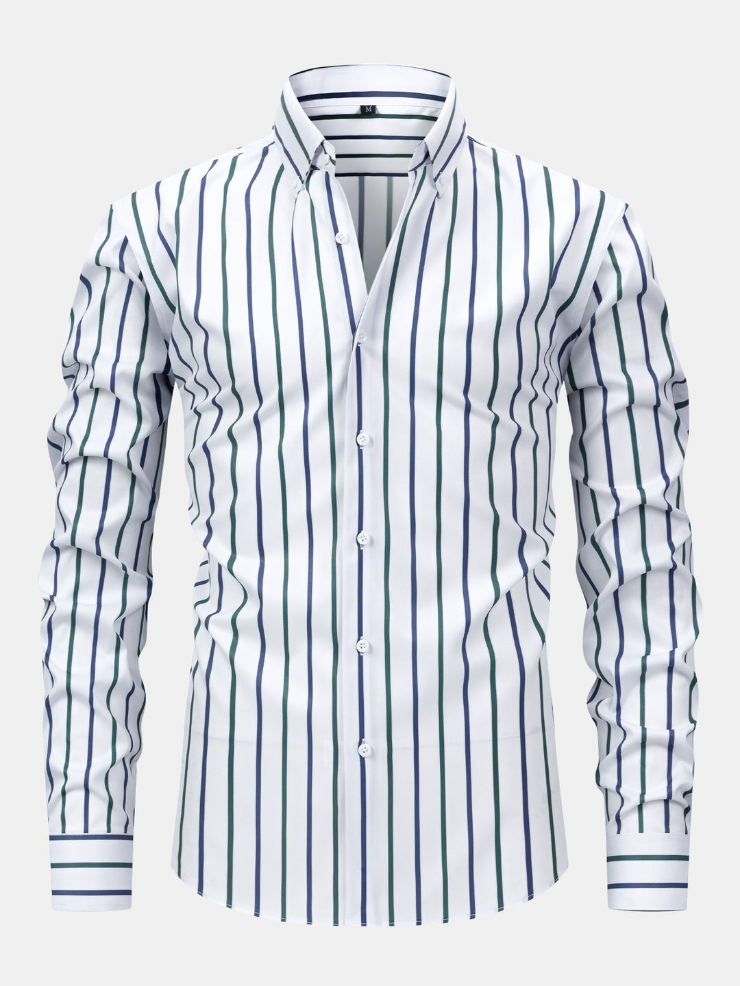 Slim Fit Tapered Pants with Buttons & Striped Long Sleeve Shirt