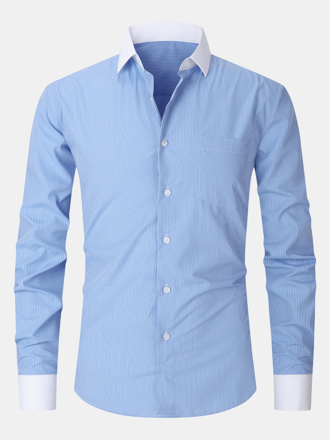 Striped Contrast Collar Dressed Shirt