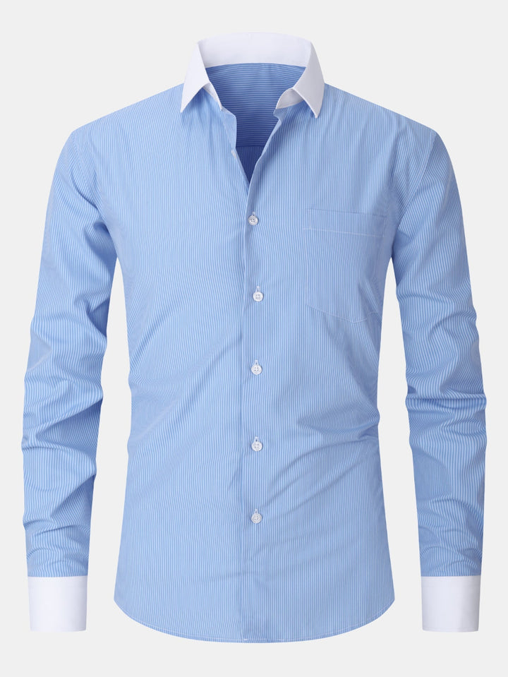 Striped Contrast Collar Dressed Shirt