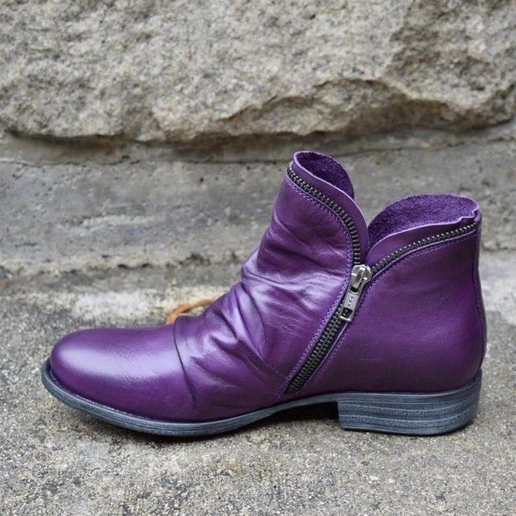 Ankle Boots in Leather with Zipper - Martine™