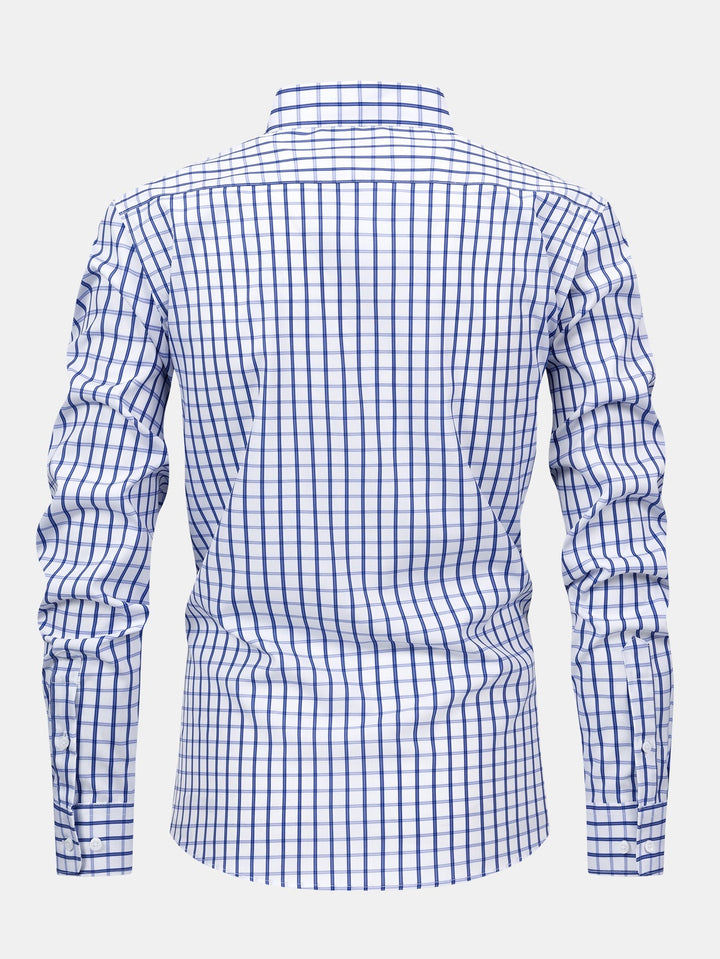 Plaid Button-Up Shirt with Long Sleeves