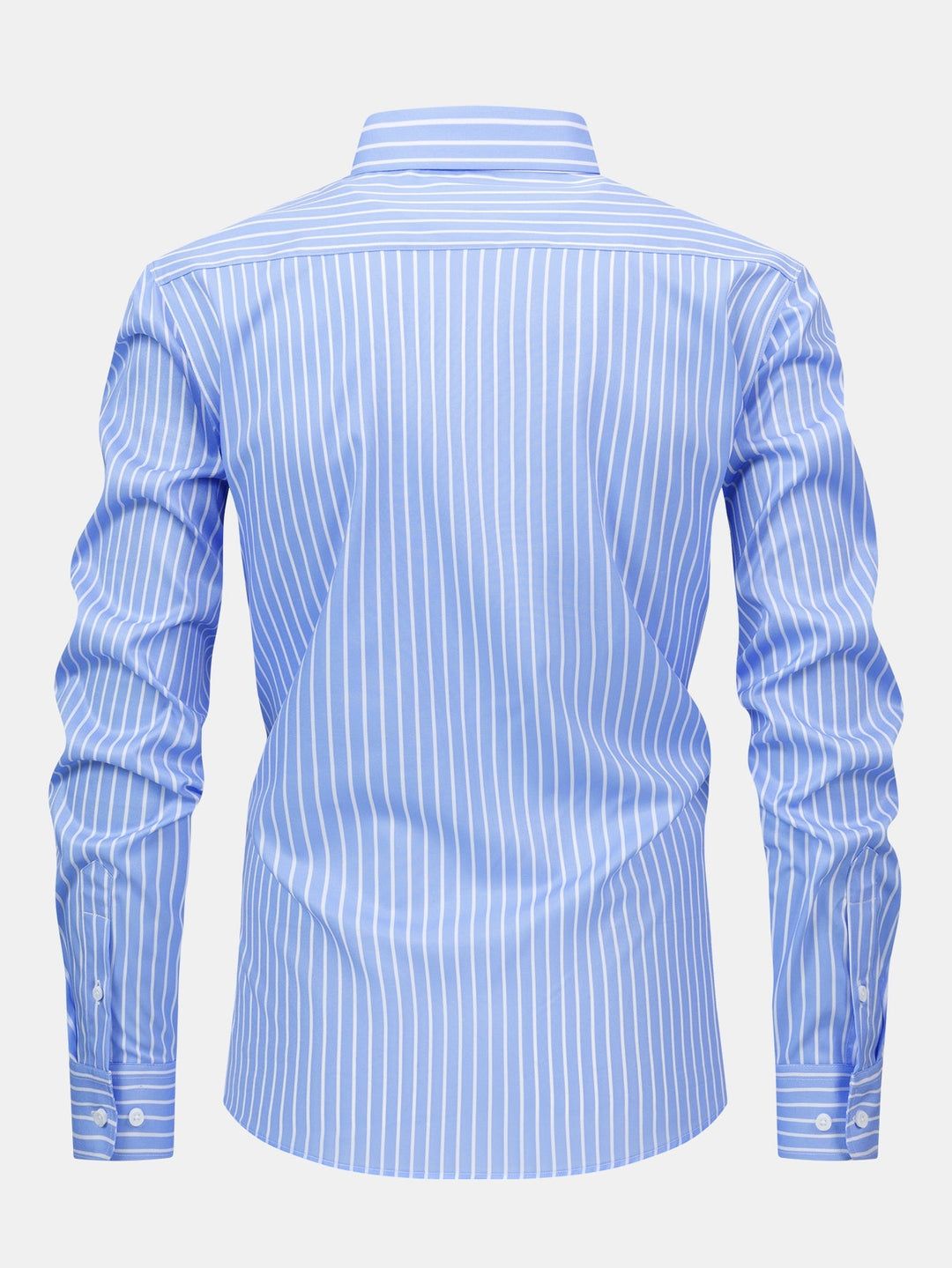 Button-Up Striped Long Sleeve Shirt and Elastic Waist Straight Pants