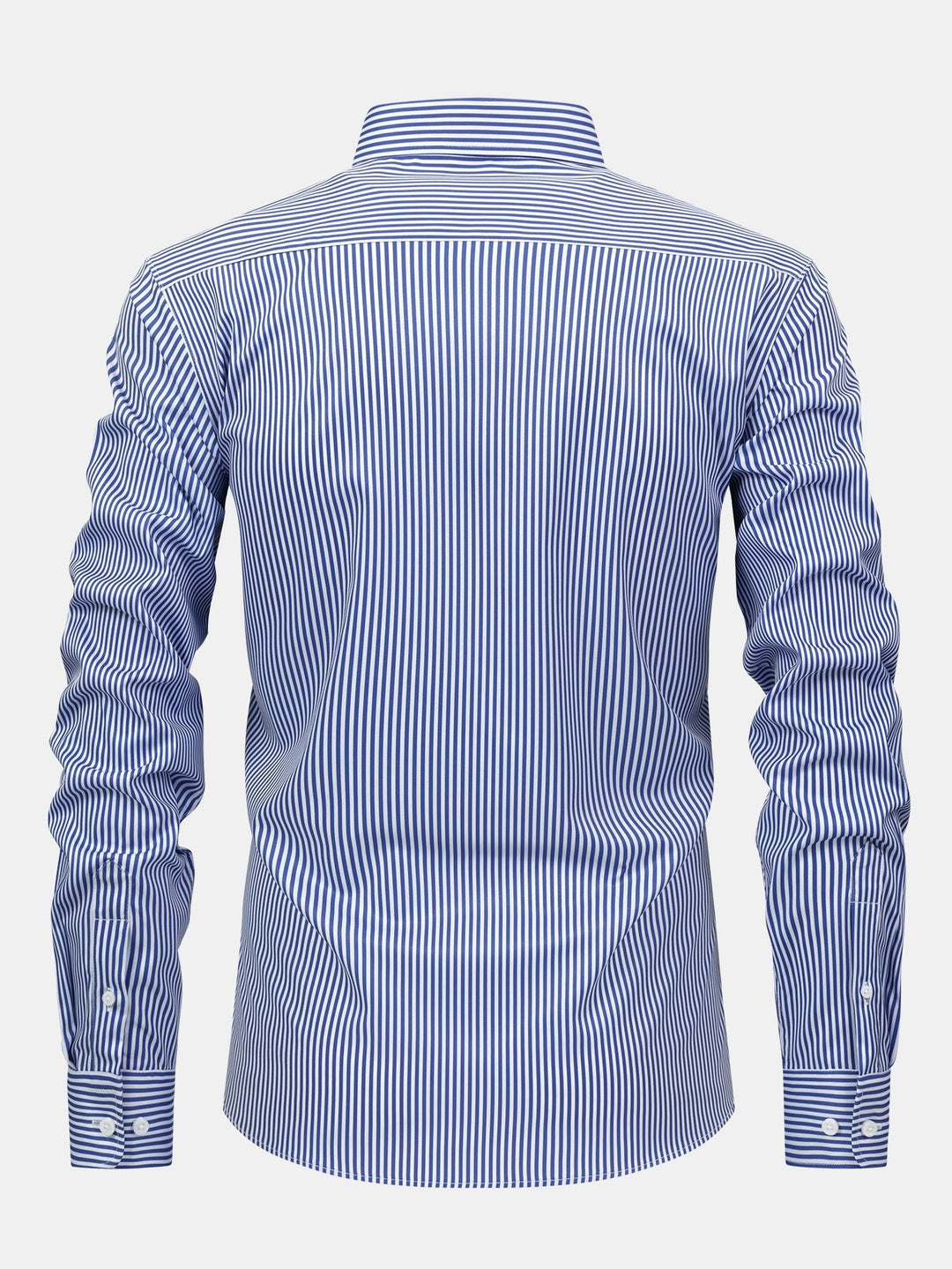 Button-Up Striped Long Sleeve Shirt & Elastic Waist Straight Leg Pants