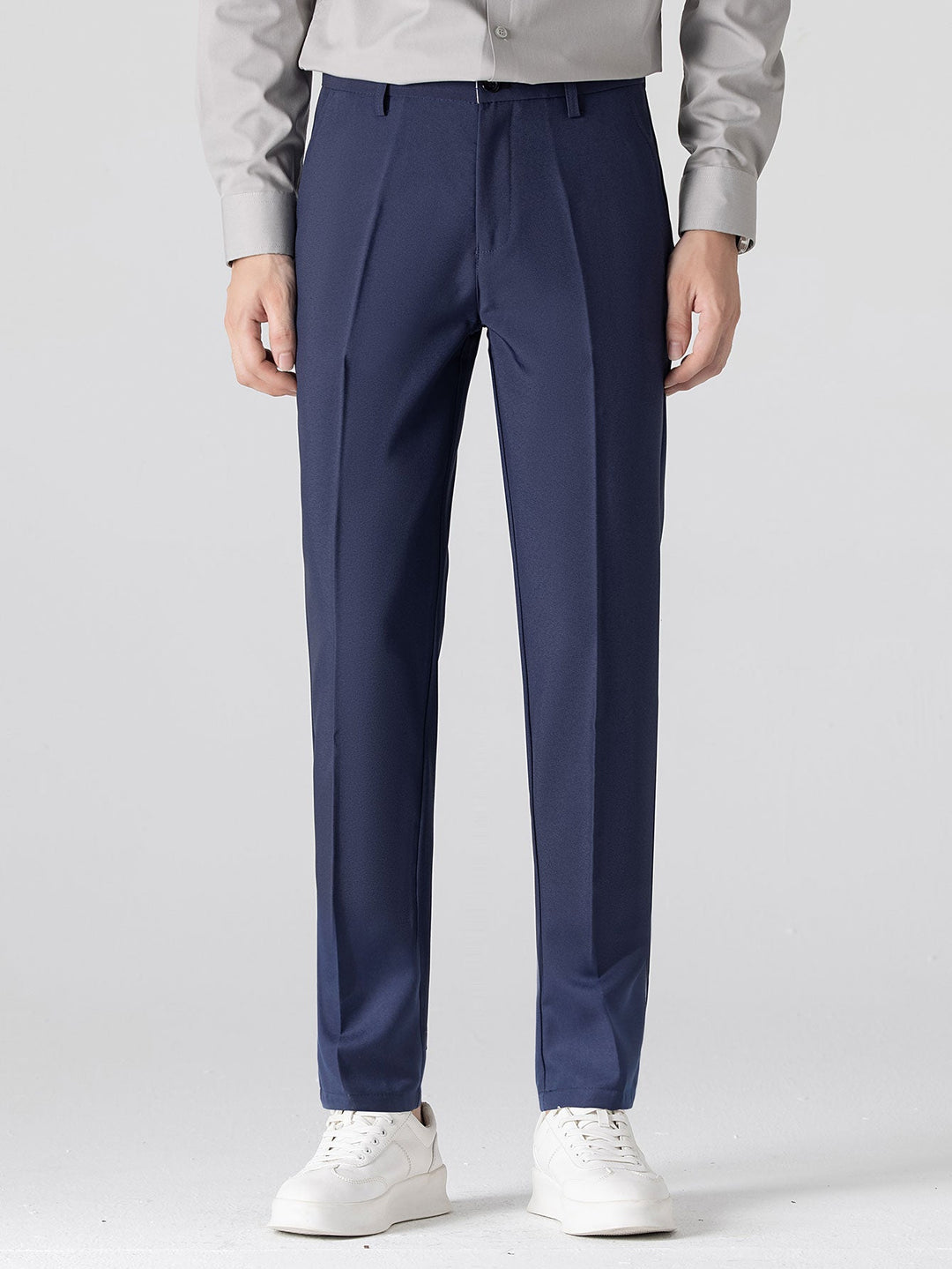 Slim Fit Tapered Pants & Striped Long Sleeve Button-Up Shirt