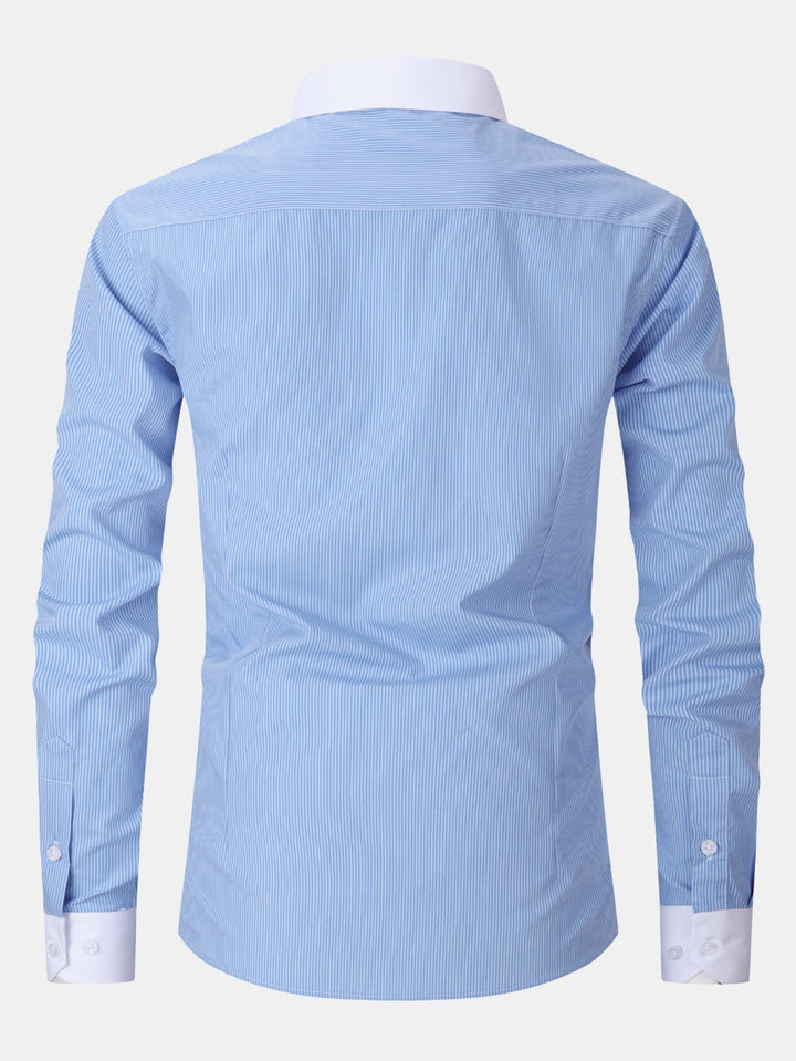 Striped Contrast Collar Dressed Shirt