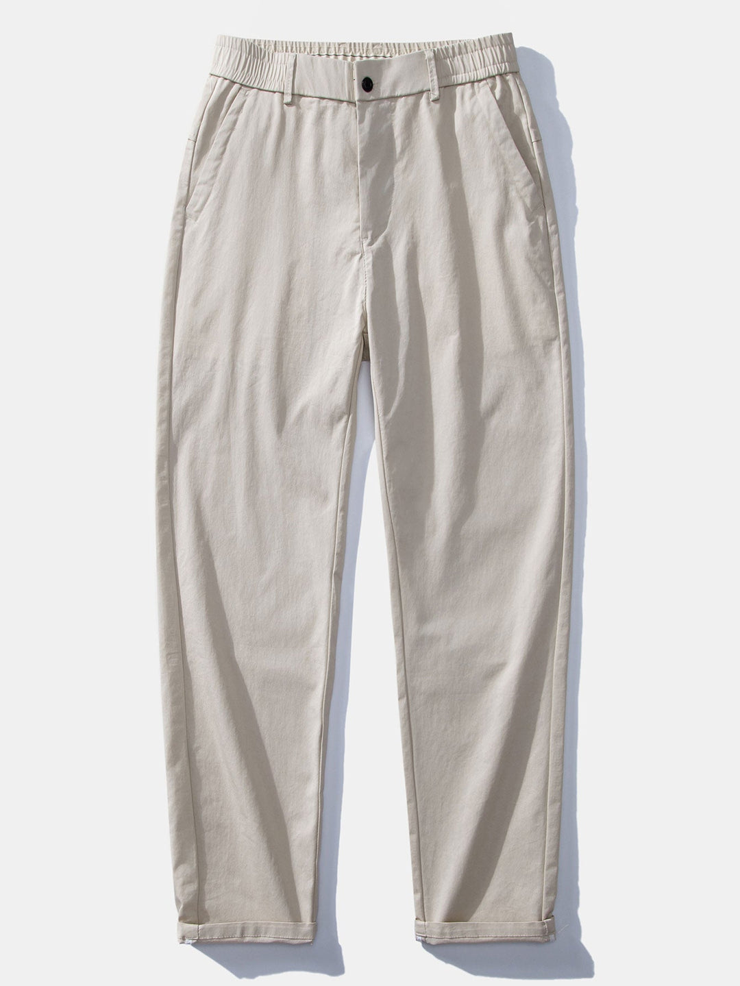 Button-Up Striped Long Sleeve Shirt and Elastic Waist Straight Pants