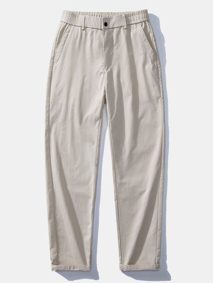 Button-Up Striped Long Sleeve Shirt and Elastic Waist Straight Pants