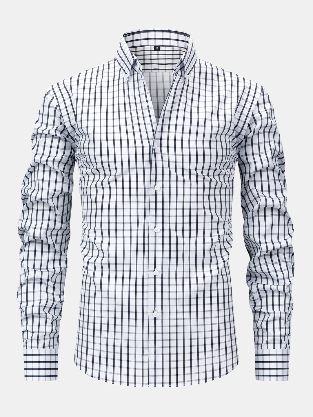 Plaid Button-Up Shirt with Long Sleeves