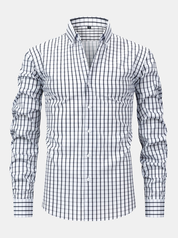 Plaid Button-Up Shirt with Long Sleeves