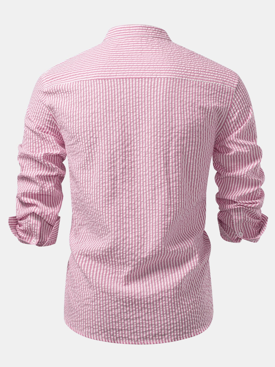 High Collar Striped Seersucker Shirt