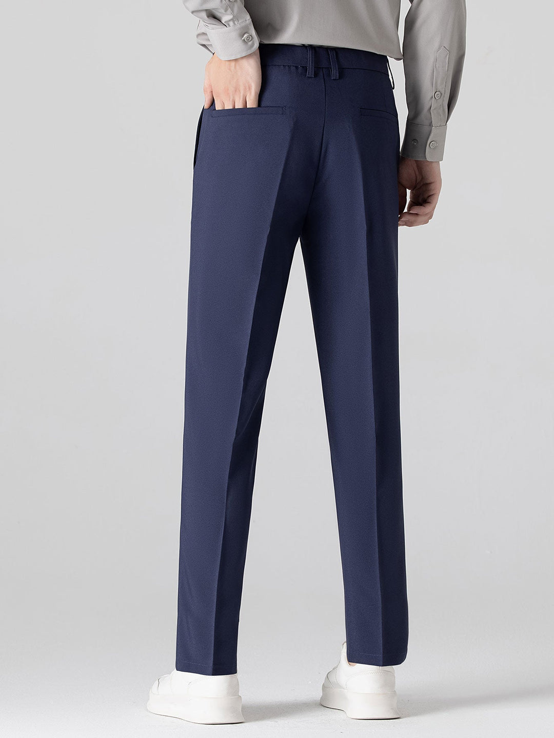 Slim Fit Tapered Pants with Buttons & Long Sleeve Striped Shirt