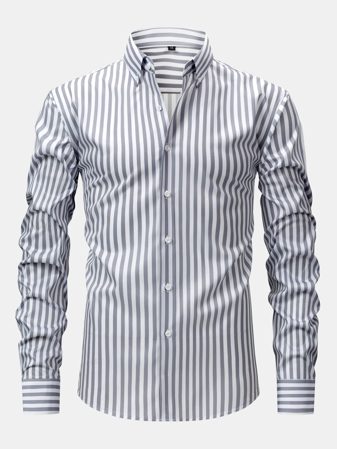 Slim Fit Tapered Pants with Buttons & Long Sleeve Striped Shirt