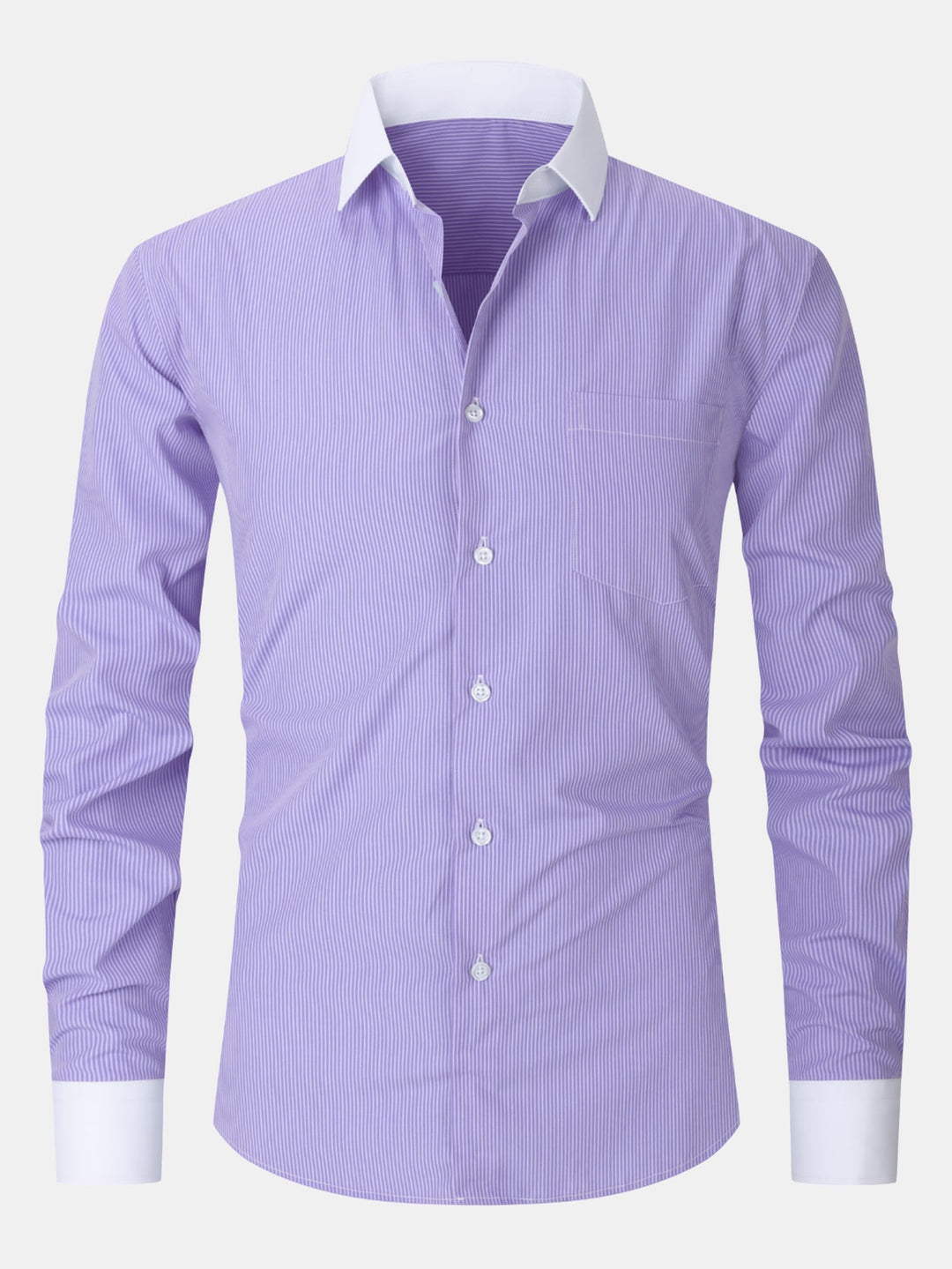 Striped Contrast Collar Dressed Shirt