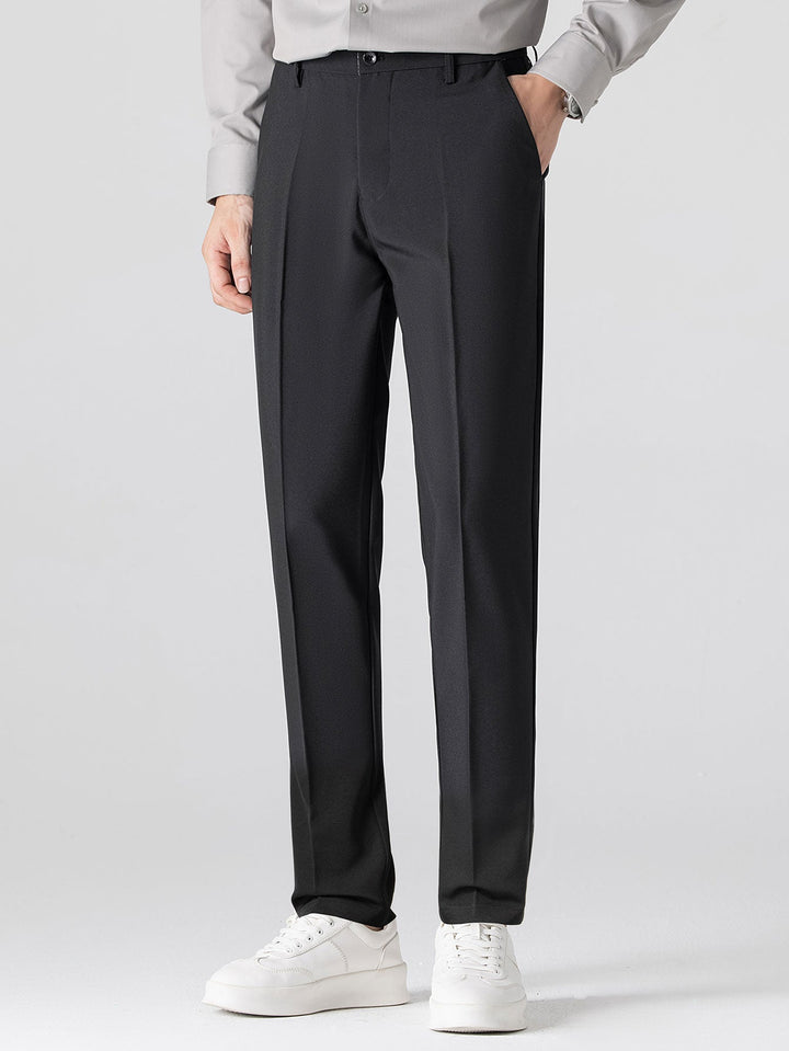 Slim Fit Tapered Pants with Buttons & Long Sleeve Striped Shirt