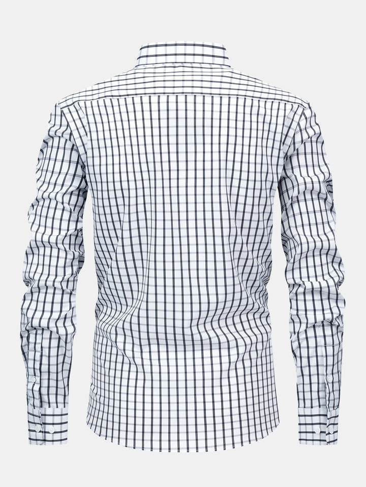Plaid Button-Up Shirt with Long Sleeves