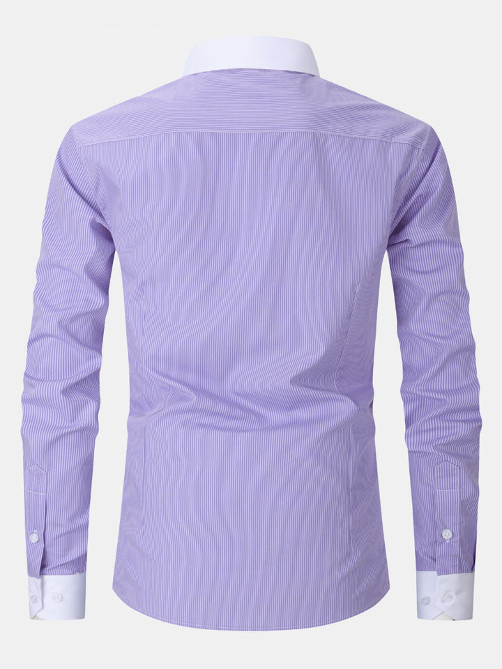 Striped Contrast Collar Dressed Shirt