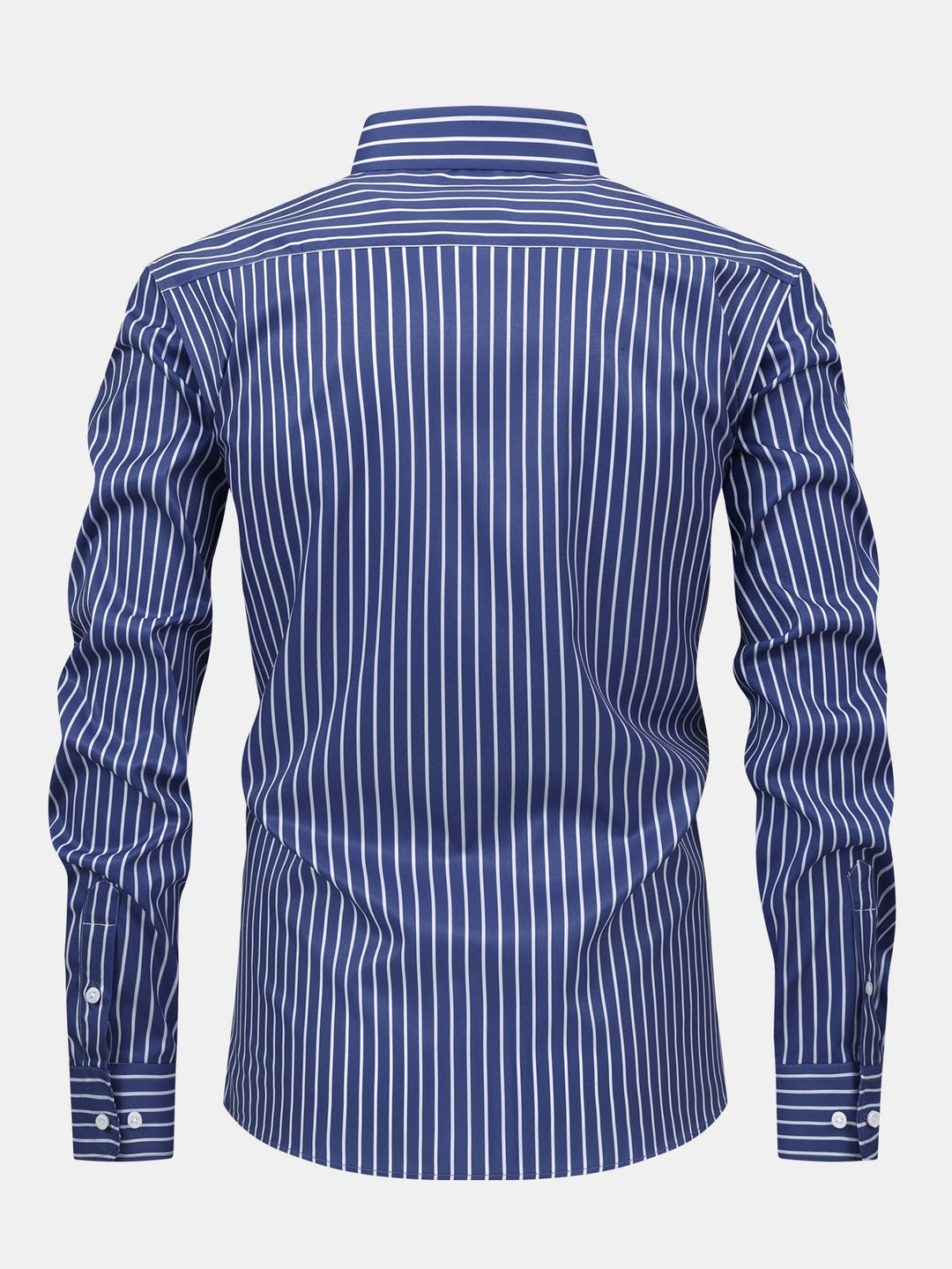Button-Up Striped Long Sleeve Shirt and Elastic Waist Straight Pants