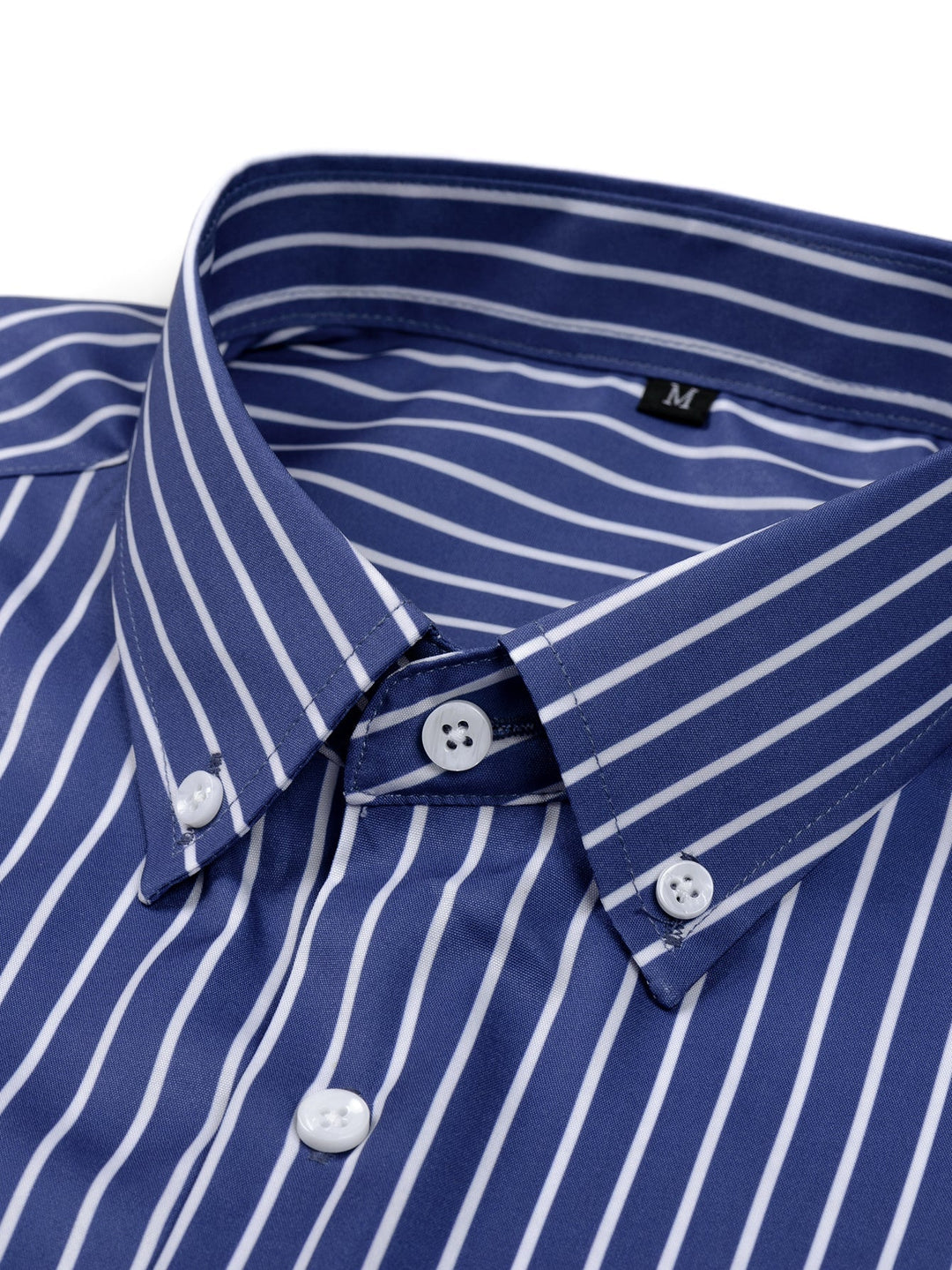 Button-Up Striped Long Sleeve Shirt and Elastic Waist Straight Pants