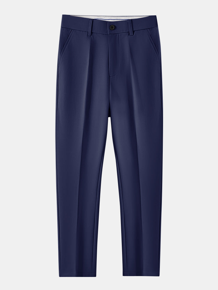 Slim Fit Tapered Pants & Striped Long Sleeve Button-Up Shirt