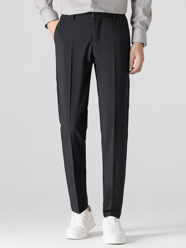 Slim Fit Tapered Pants & Striped Long Sleeve Button-Up Shirt