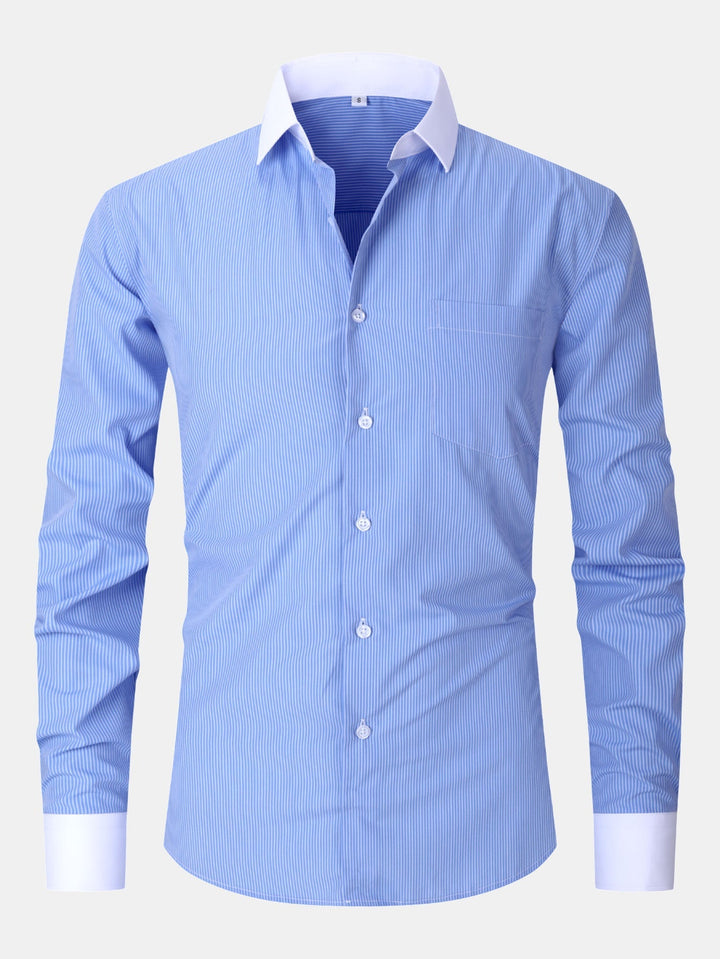 Striped Contrast Collar Dressed Shirt