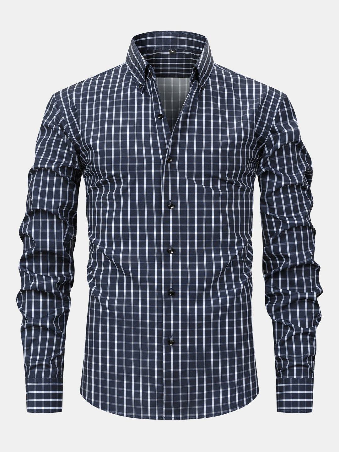 Plaid Button-Up Shirt with Long Sleeves
