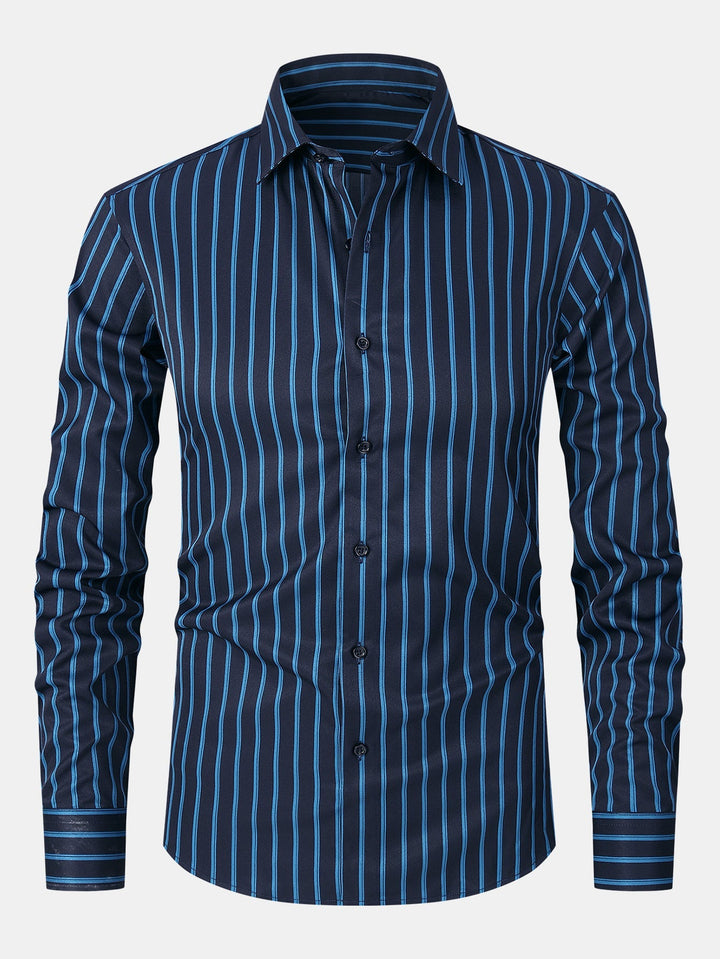 Button-Up Striped Long Sleeve Shirt