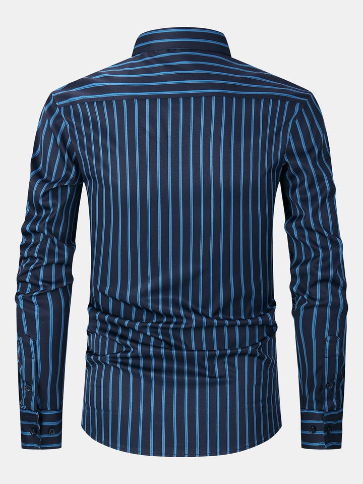 Button-Up Striped Long Sleeve Shirt