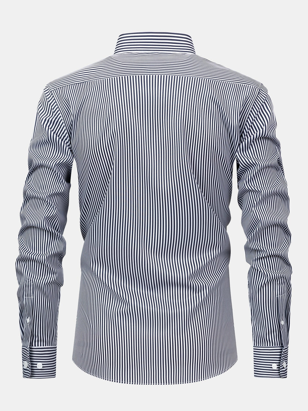 Button-Up Striped Long Sleeve Shirt & Elastic Waist Straight Leg Pants