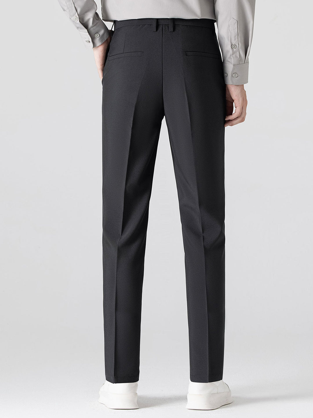 Slim Fit Tapered Pants with Buttons & Long Sleeve Striped Shirt