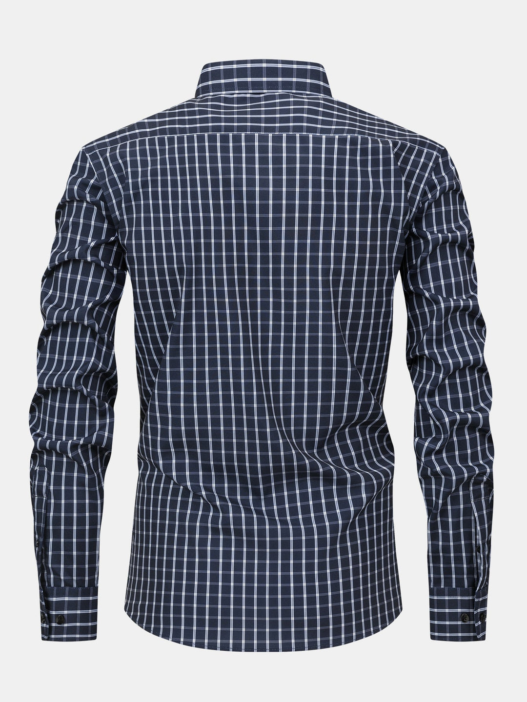 Plaid Button-Up Shirt with Long Sleeves