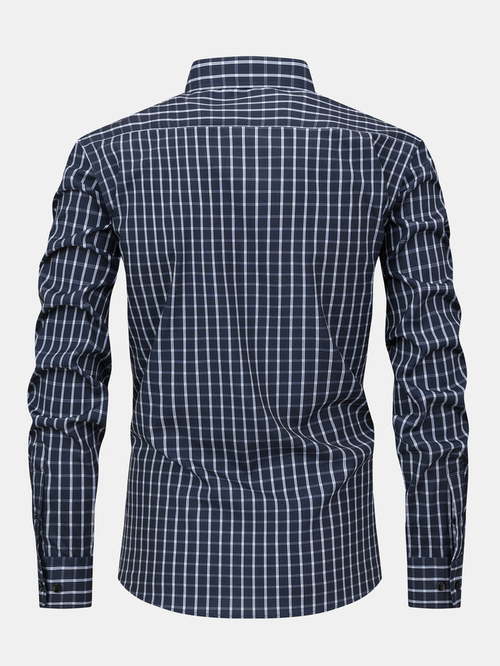 Plaid Button-Up Shirt with Long Sleeves