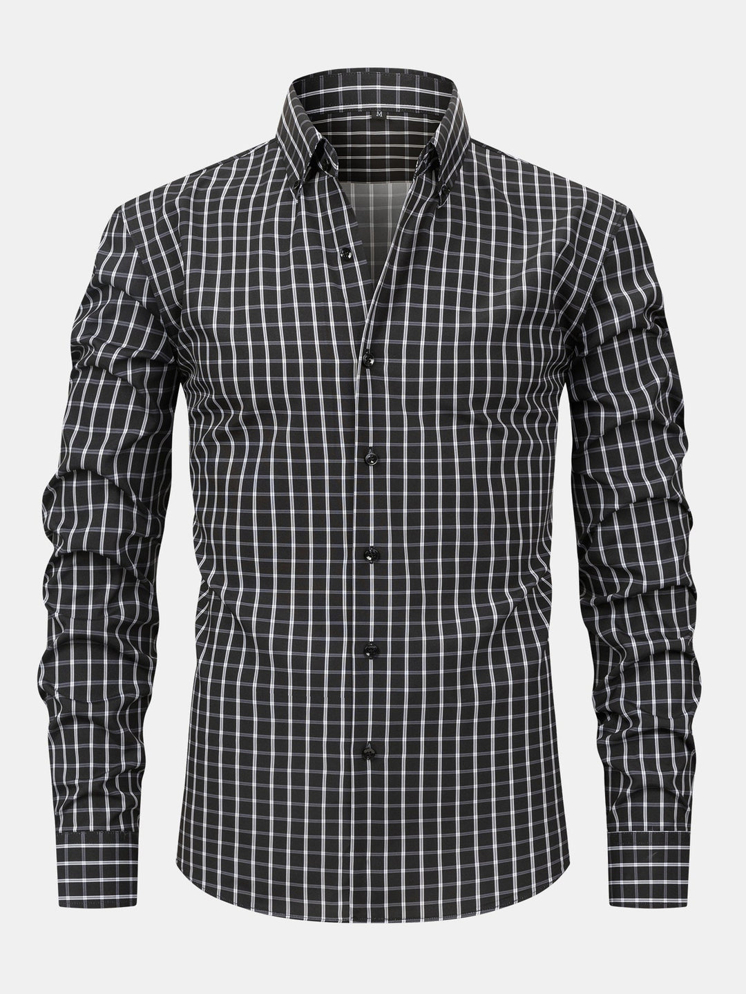 Plaid Button-Up Shirt with Long Sleeves