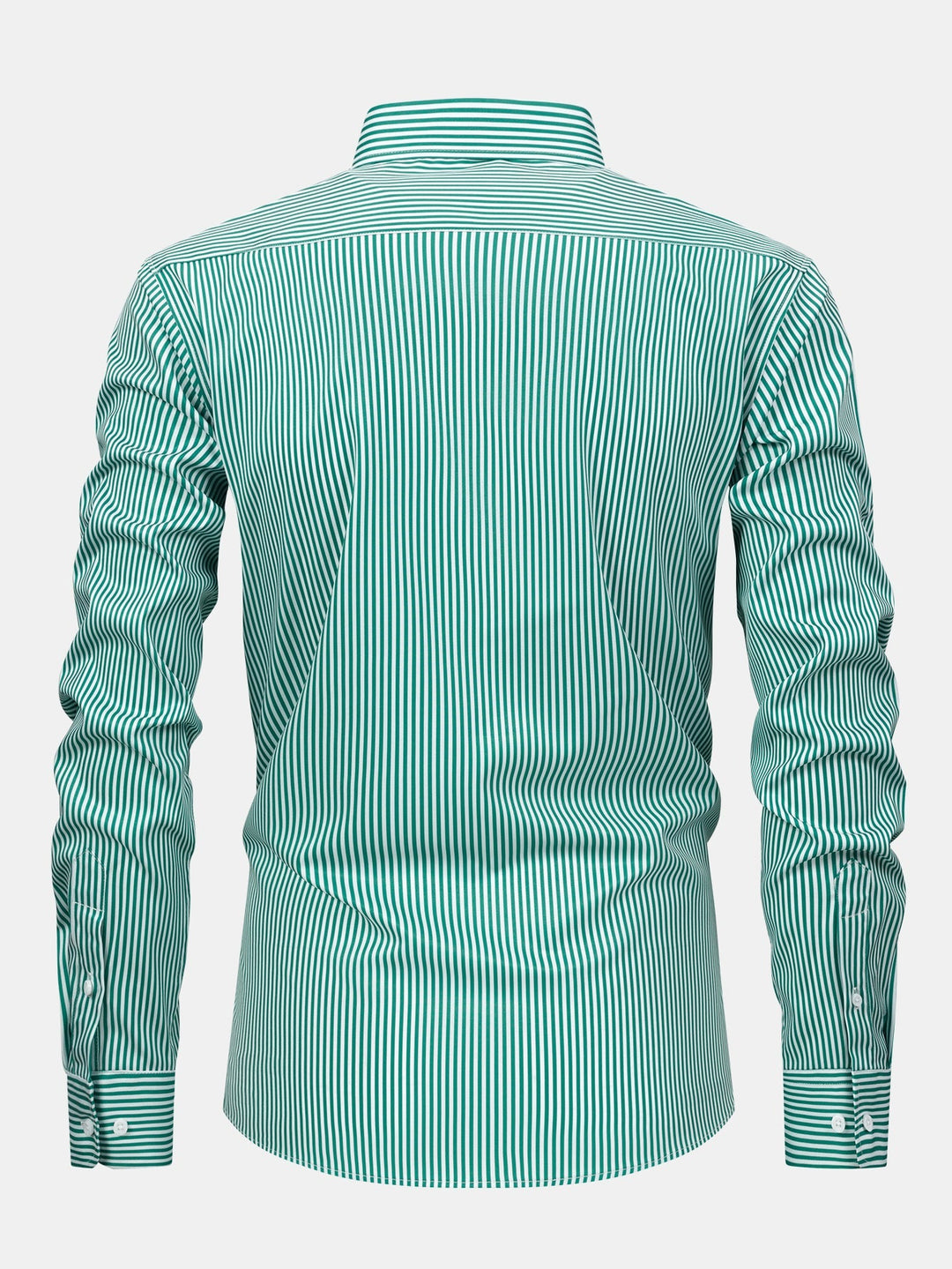 Button-Up Striped Long Sleeve Shirt & Elastic Waist Straight Leg Pants